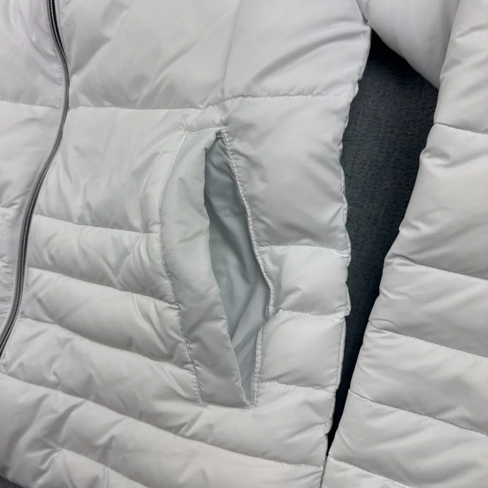 DKNY Sport Jacket Women Small White Puffer Quilt Sorona Full Zip Outdoors Winter
